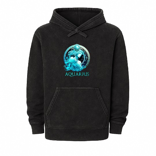 Embrace Your Aquarius Identity: Aquarius Pride Zod Mineral Wash Hoodies