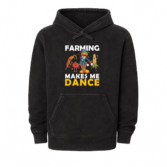 Retro Farming Makes Me Dance Vegetables Farm Mineral Wash Hoodies