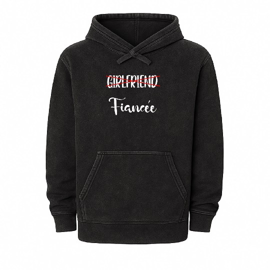 Girlfriend Fiancee Couple Engagement Engaged Mineral Wash Hoodies