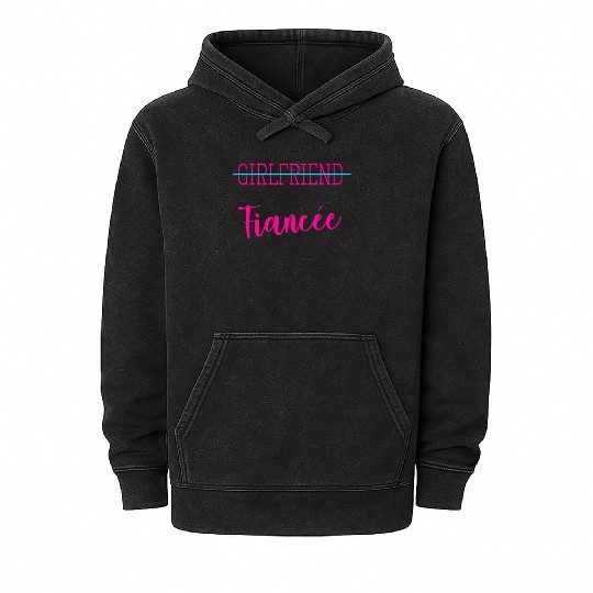 Girlfriend Fiancee Couple Engagement Engaged Mineral Wash Hoodies