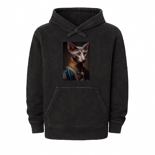 Oriental Shorthair King Cat Breed Portrait Royal R Mineral Wash Hoodies