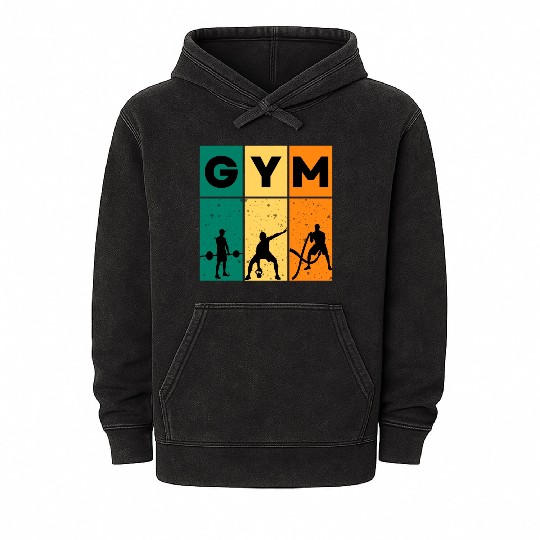 Colorful Modern Gym Sports Mineral Wash Hoodies