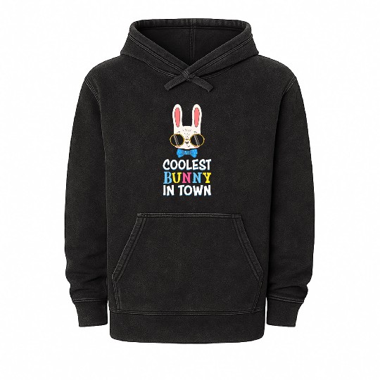 Coolest Bunny In Town Easter Bunny Face Girls Gift Mineral Wash Hoodies