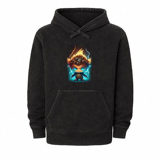 Angry and adorable little yellow monster Mineral Wash Hoodies