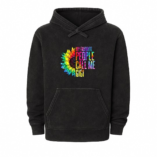 My Favorite People Call Me Gigi Sunflower Tie Dye Mineral Wash Hoodies