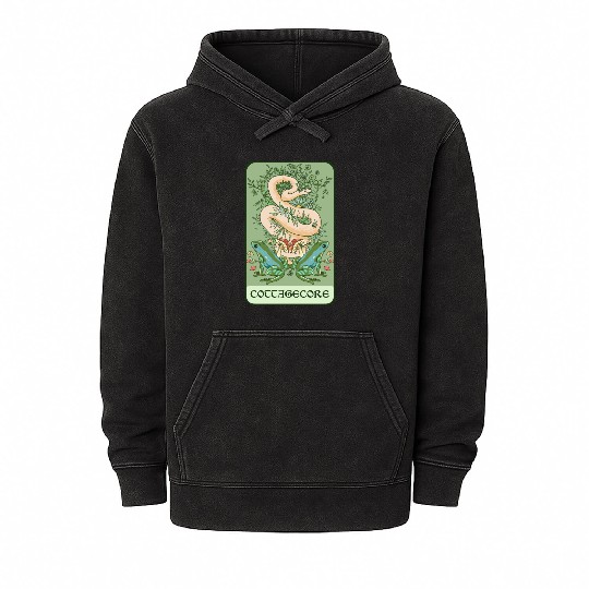Tarot Card Goblincore Snake Cottagecore Frog Aesth Mineral Wash Hoodies