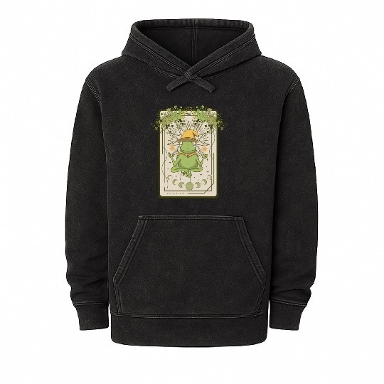 Dark Cottagecore Wizard Frog Goblincore Aesthetic Mineral Wash Hoodies