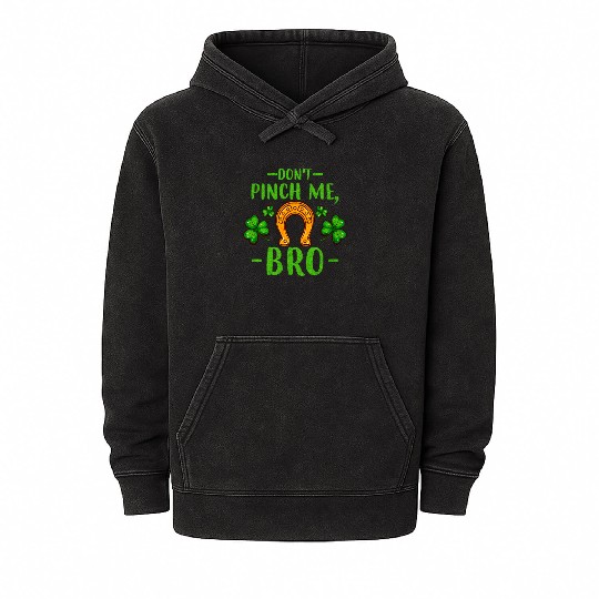 Don't Pinch Me Bro Lucky Horseshoe and Clover Leaf Mineral Wash Hoodies