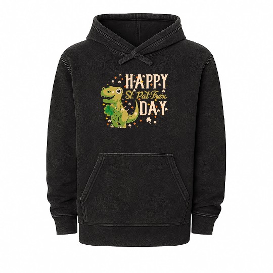 Irish Trex Dino St Patricks Day Kids Toddler Boys Mineral Wash Hoodies
