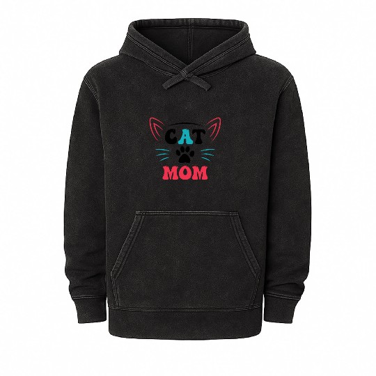 Cat Mom Mineral Wash Hoodies