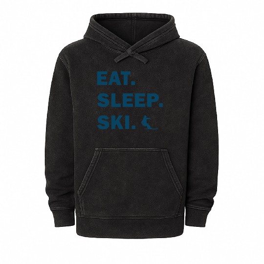 Skiing and Snowboarding - Eat Sleep Ski Mineral Wash Hoodies