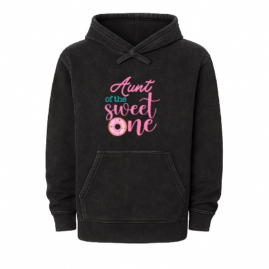 Aunt of Sweet One 1st First Birthday Matching Fami Mineral Wash Hoodies