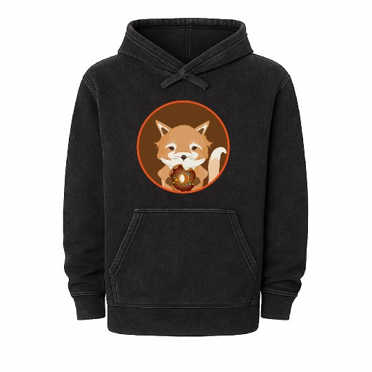 magical little fox with delicious donut Mineral Wash Hoodies