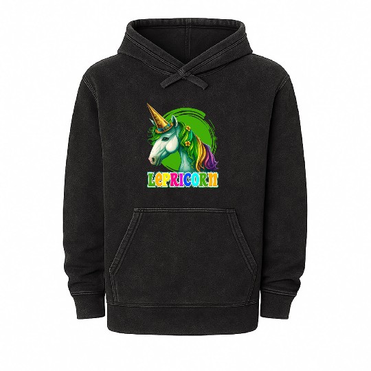 Lepricorn St. Patrick's Day Unicorn Women Mineral Wash Hoodies
