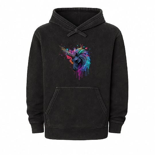 rainbow unicorn Mineral Wash Hoodies