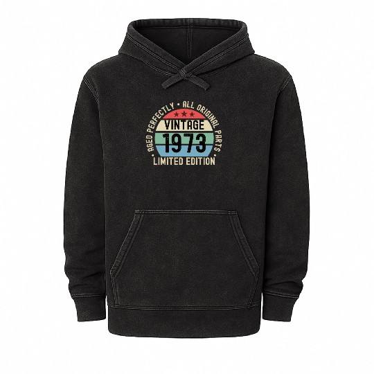 50th Birthday Vintage 1973 Mineral Wash Hoodies