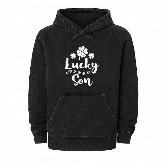 Lucky Son Irish St Patrick's Day Son Mineral Wash Hoodies