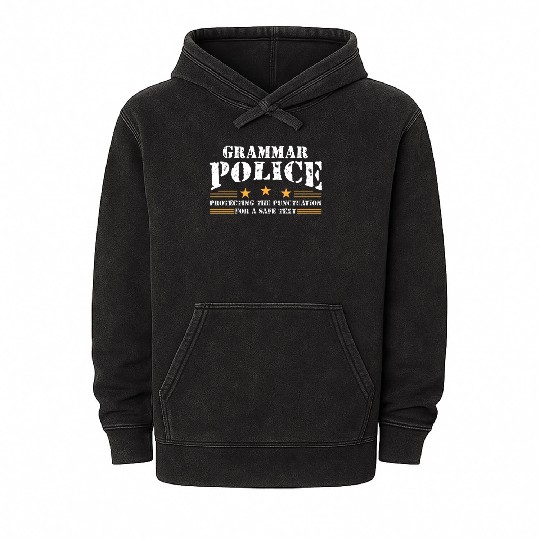 Grammer Police - English Teacher Mineral Wash Hoodies