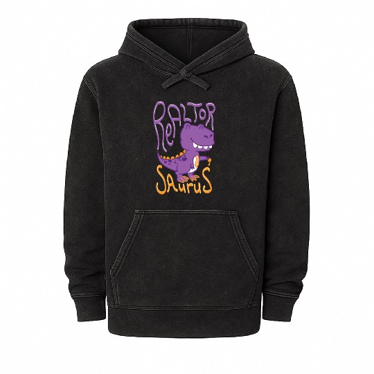 Realtor Real Estate Agent Dinosaur Saurus Mineral Wash Hoodies