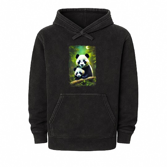 Adorable Panda Animal Art Bear Lovers Mineral Wash Hoodies