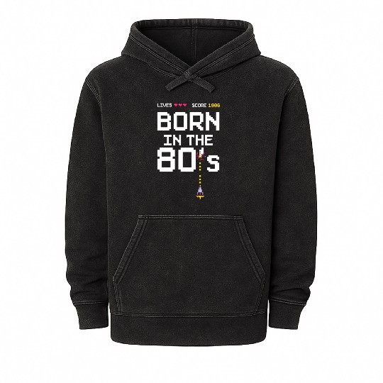 1986 Birtday Retro Gamer Pixel Born in the 80s Mineral Wash Hoodies