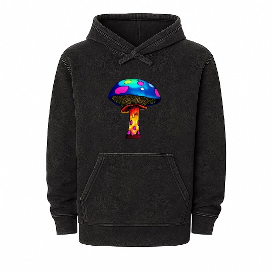 Trippy Psychedelic Rave Trip Mushrooms Goa Mineral Wash Hoodies