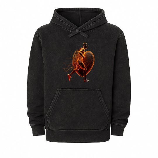 Basketball Heartbeat Mineral Wash Hoodies