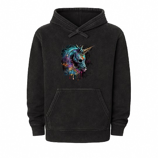 dark unicorn love Mineral Wash Hoodies