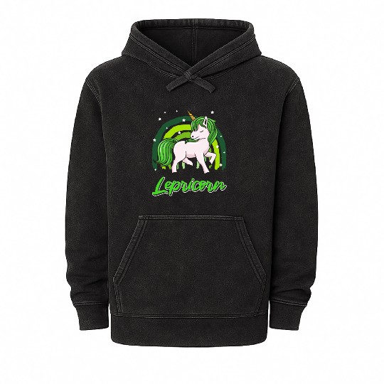 Lepricorn St. Patrick's Day Unicorn Women Mineral Wash Hoodies