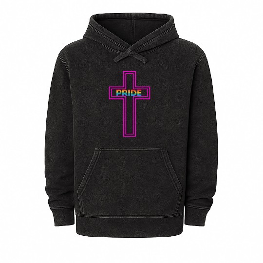 Pride Cross pride month Mineral Wash Hoodies