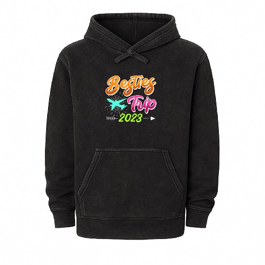 Besties Trip 2023 Vacation Friends Spring Break Mineral Wash Hoodies