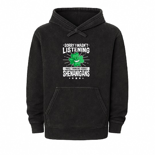Funny Shenanigans Shamrock St Patrick's Day Mineral Wash Hoodies