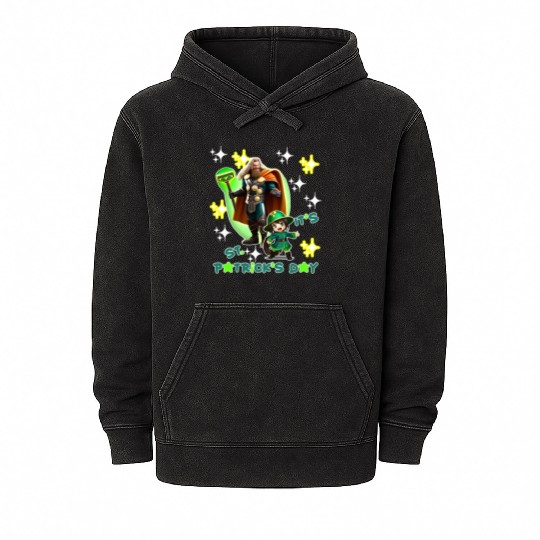 Kids St. Patrick's Day Shamrock "Thor, anime" Mineral Wash Hoodies