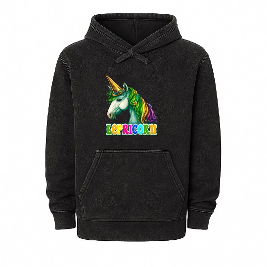 Lepricorn St. Patrick's Day Unicorn Women Mineral Wash Hoodies