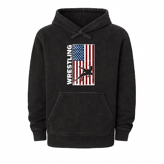USA Flag Wrestling American Flag Wrestling Mineral Wash Hoodies