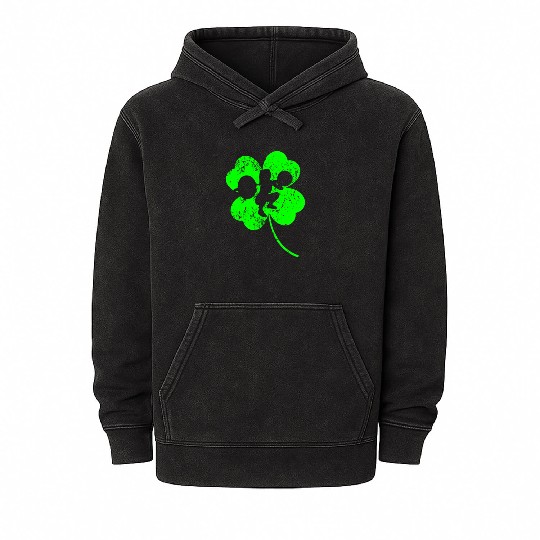 Weightlifting St. Patrick's day shamrock Mineral Wash Hoodies