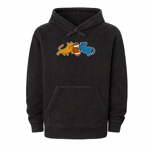 Football Frenzy - Orange vs Blue Cat Mineral Wash Hoodies