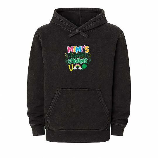 Mimi's Lucky Little Charms Clover Shamrock Mineral Wash Hoodies