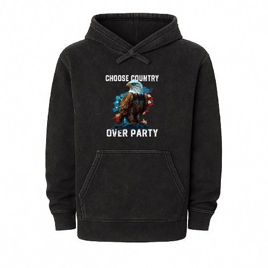 Choose Country Over Party Patriotic Patriotism Mineral Wash Hoodies