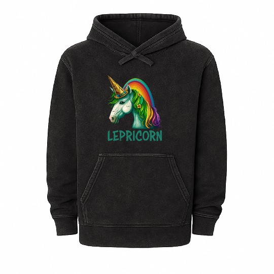 Unicorn St Patrick's Day women Ireland Lepricorn Mineral Wash Hoodies