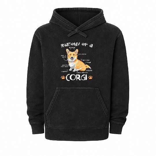 Anatomy Of A Corgi Funny Corgi Dog Lover Pet Owner Mineral Wash Hoodies