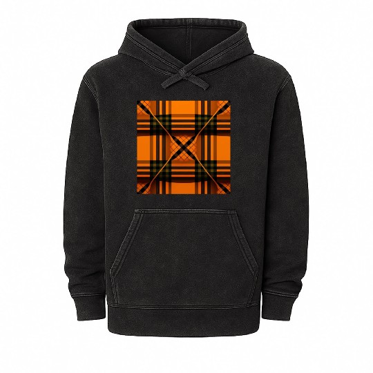 Innovative Orange Tartan A Design for the Fashion Mineral Wash Hoodies