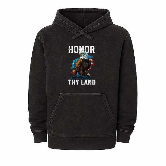 Honor Thy Land American Bald Eagle America USA Mineral Wash Hoodies