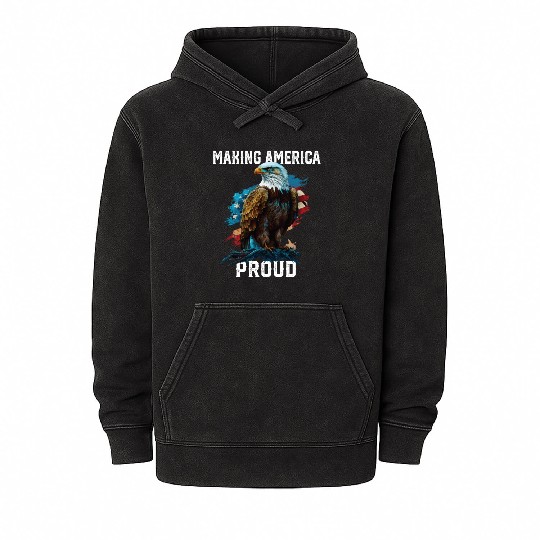Making America Proud American Bald Eagle Mineral Wash Hoodies