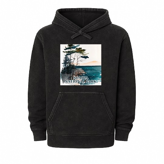 Acadia National Park Watercolor Mineral Wash Hoodies