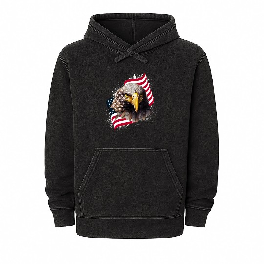 Patriotic Eagle US American Flag Bald Eagle USA Mineral Wash Hoodies