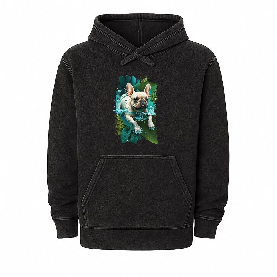 French Bulldog on Vacation Mode Mineral Wash Hoodies