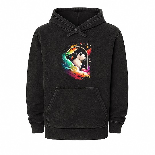 Space Cat on Galaxy Cat Lover Mineral Wash Hoodies
