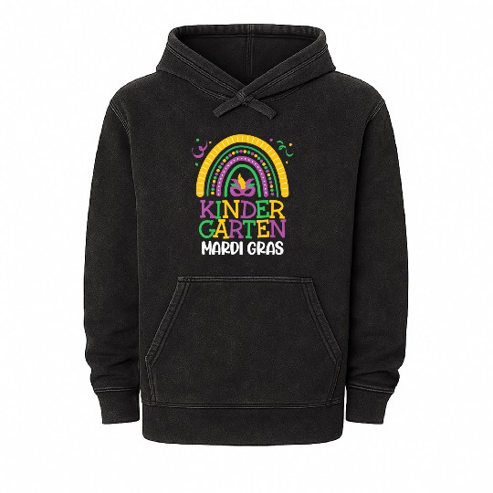 Cute Boho Rainbow Mardi Gras Kindergarten Teacher Mineral Wash Hoodies