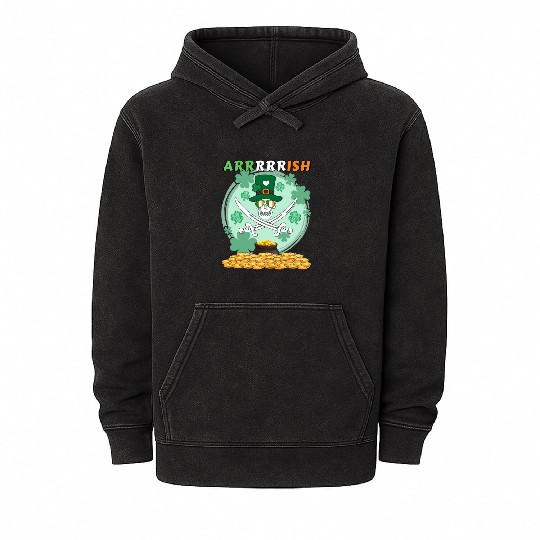 funny pirate theme for St. Patrick's Day arrrrrish Mineral Wash Hoodies